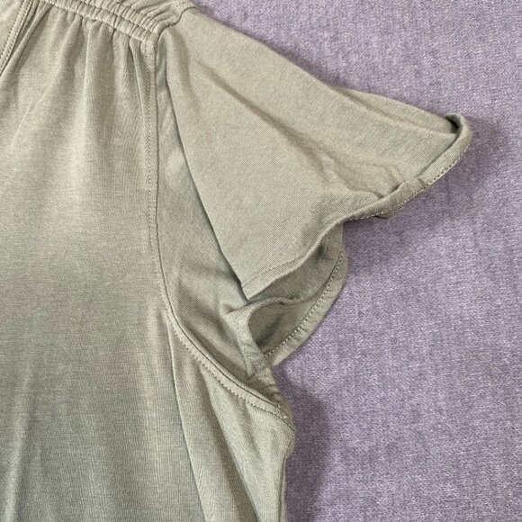 Chicos Olive Green V-Neck Short Sleeve Shirt Pima Cotton & Modal  Womens Size L - Picture 3 of 9